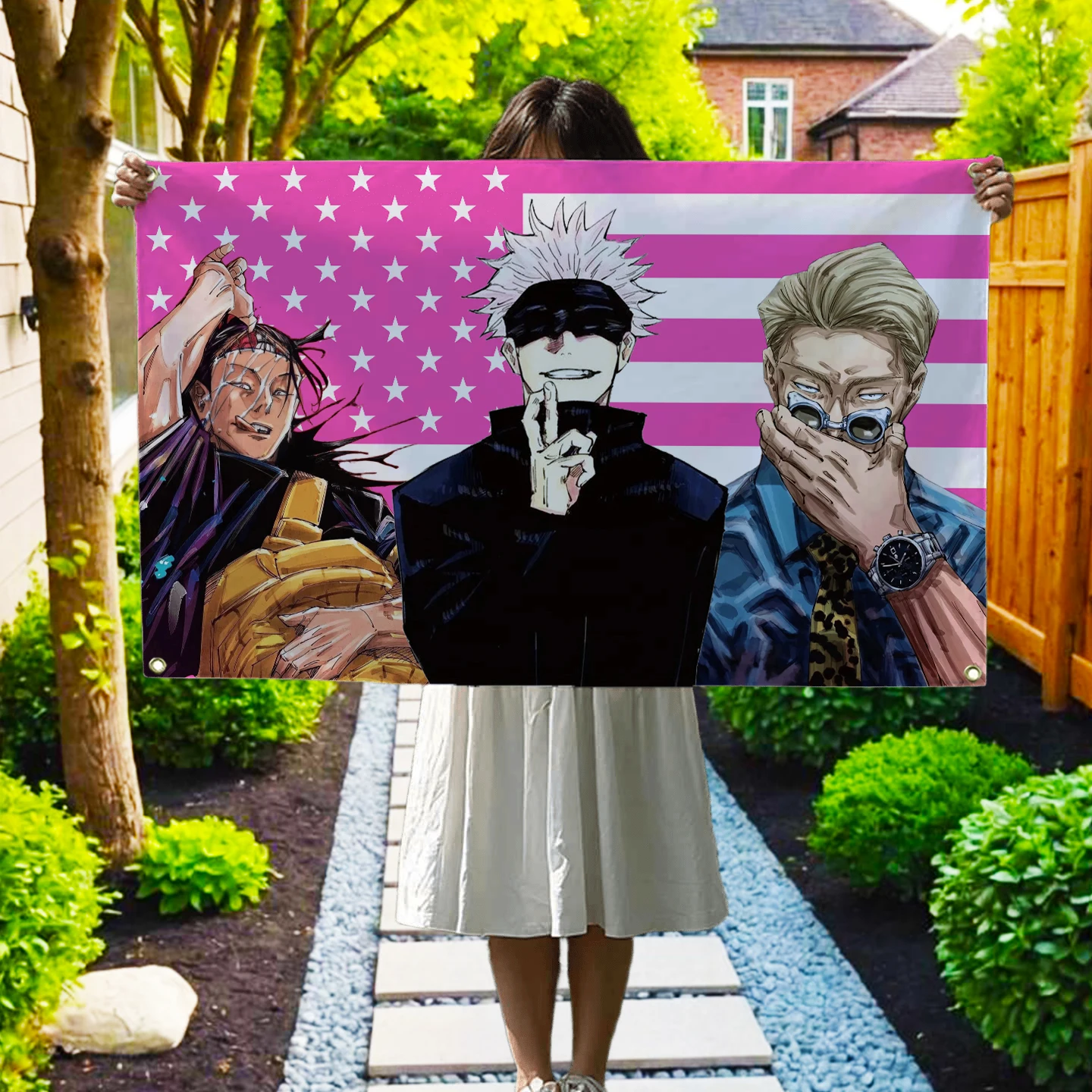 Anime Jujutsu Kaisen American Flag Gojo Satoru Geto Suguru Banner Flaga Home Decor Items Outdoor Decors Tapestry Advertising