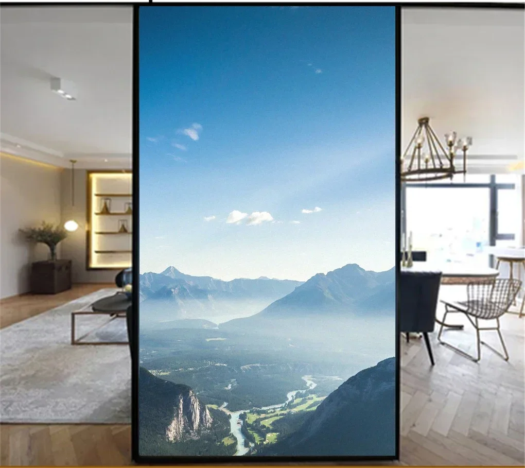 No Glue Decorative Windows Privacy Film   Landscape Stained Glass Window Stickers  Window Tint 22