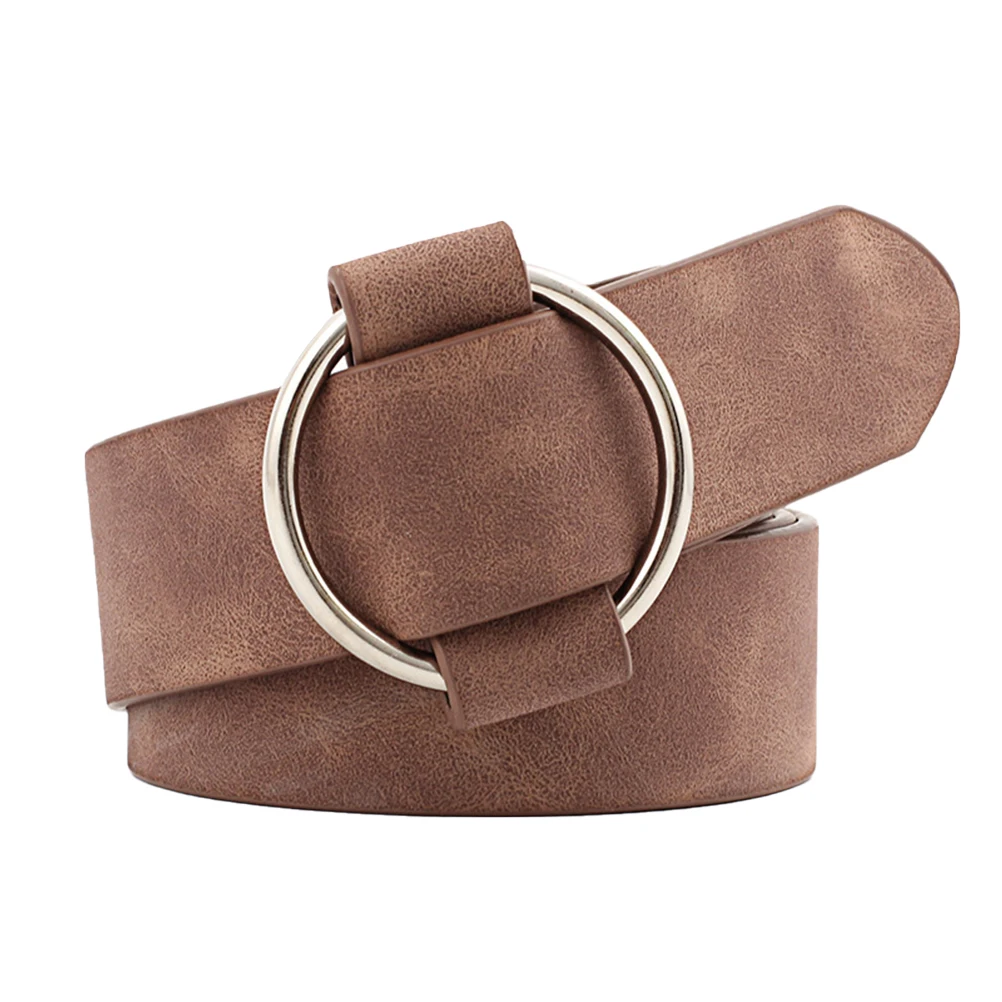 

PU Girdle Women Waist Belt Round Pin Buckle Solid Casual No Needle Wide Fashion Ladies Accessories Stylish Dress