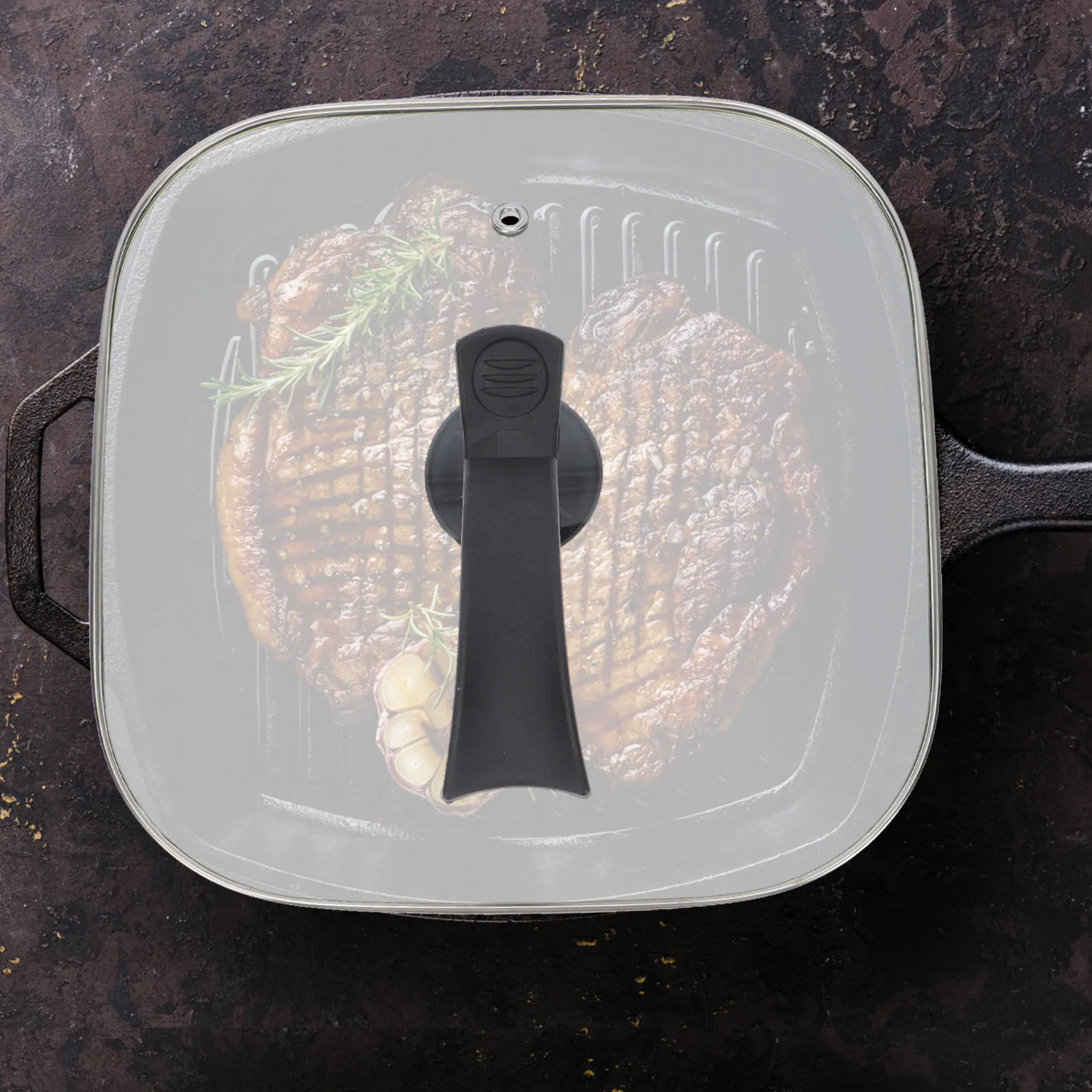 

1Pcs Electric Square Heating Pot Cover Tempered Glass Multi-Functional Vertical Handle Kitchen Lid Anti-Scald Overflow