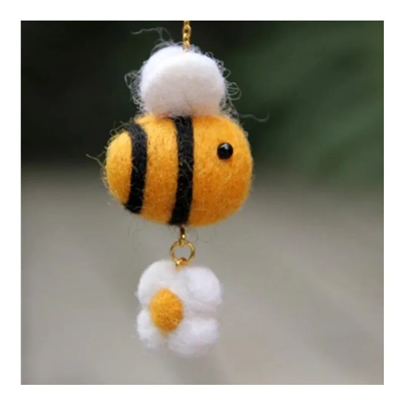 مجموعة أدوات تطريز تلبيد صوف الزهور والنحل، حبل الهاتف، تطريز يدويا الصنع مع أدوات بالإضافة إلى ذلك