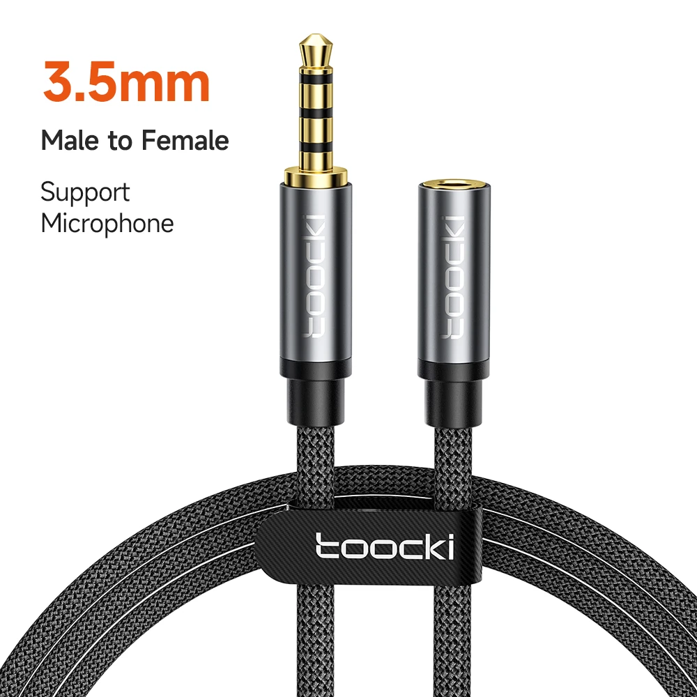 Toocki AUX Kabel 3,5mm Jack Männlichen zu Weiblichen Audio Verlängerung Kabel Für Kopfhörer Xiaomi Huawei Laptop Lautsprecher Unterstützung Mikrofon