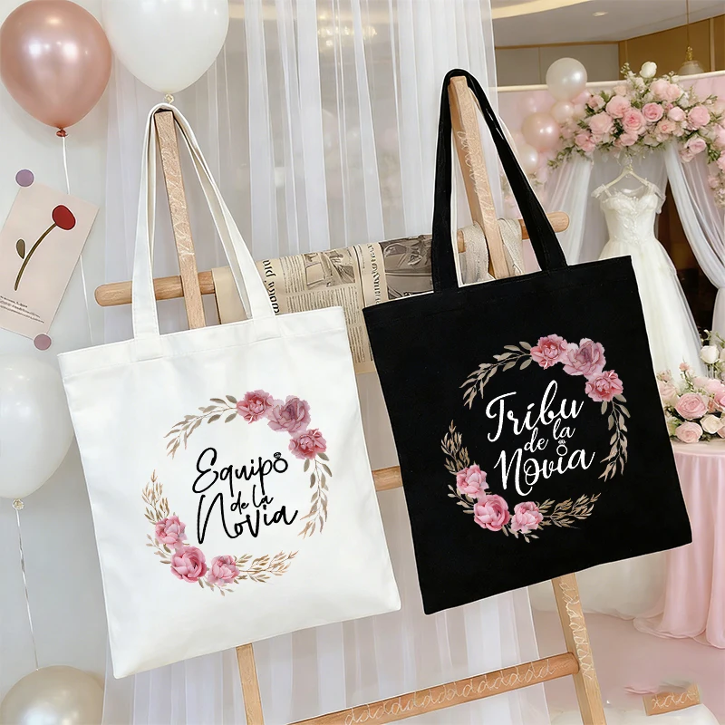Spanish Single Farewell Bachelorette Hen Party Tote Bag Future Team Bride Squad Tribe HandBag Bridal Shower Canvas Shopping Bags