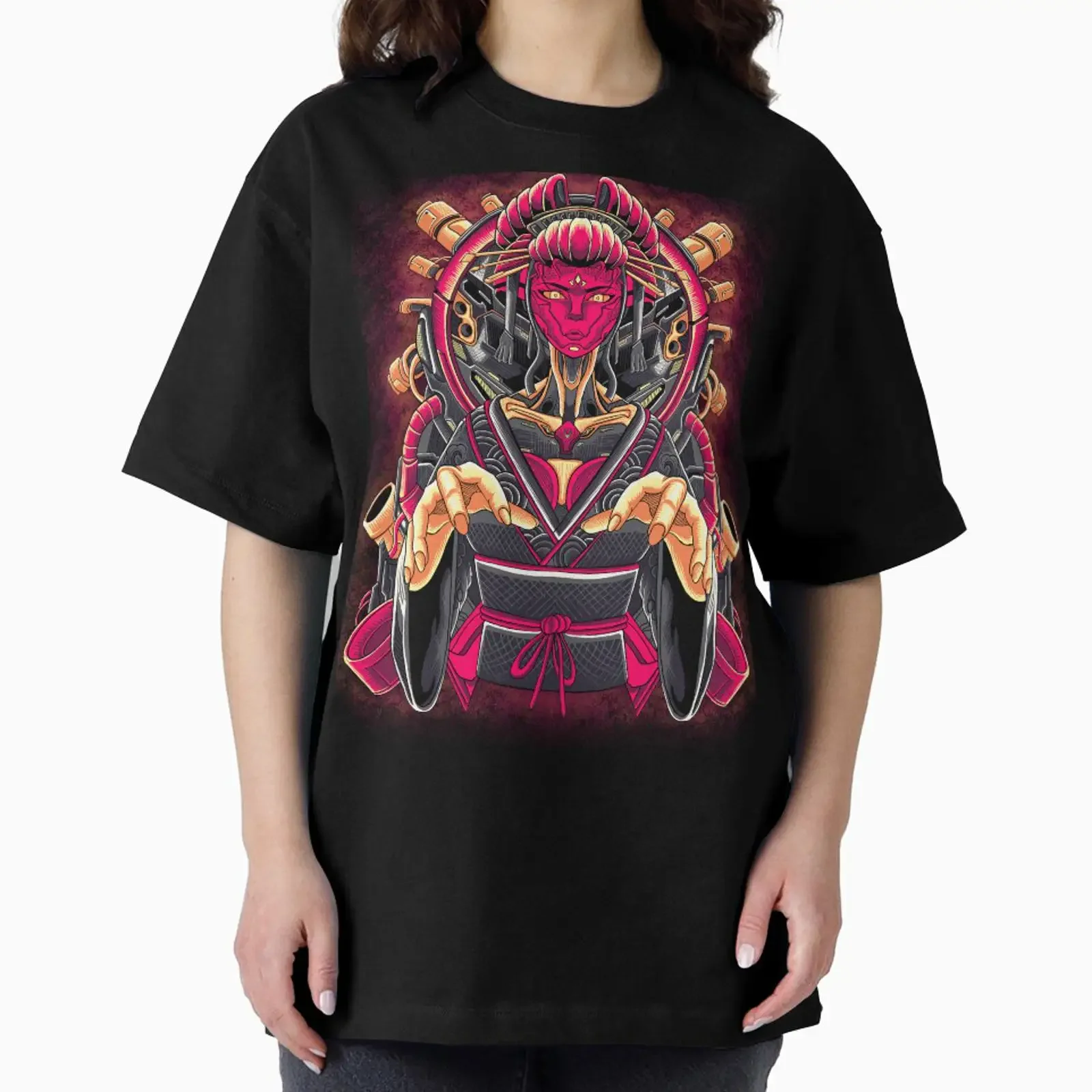 Geisha japanese designed and sold by Ranpict vintage Washed Slightly streetwear fashion Soft designer clothes graphic