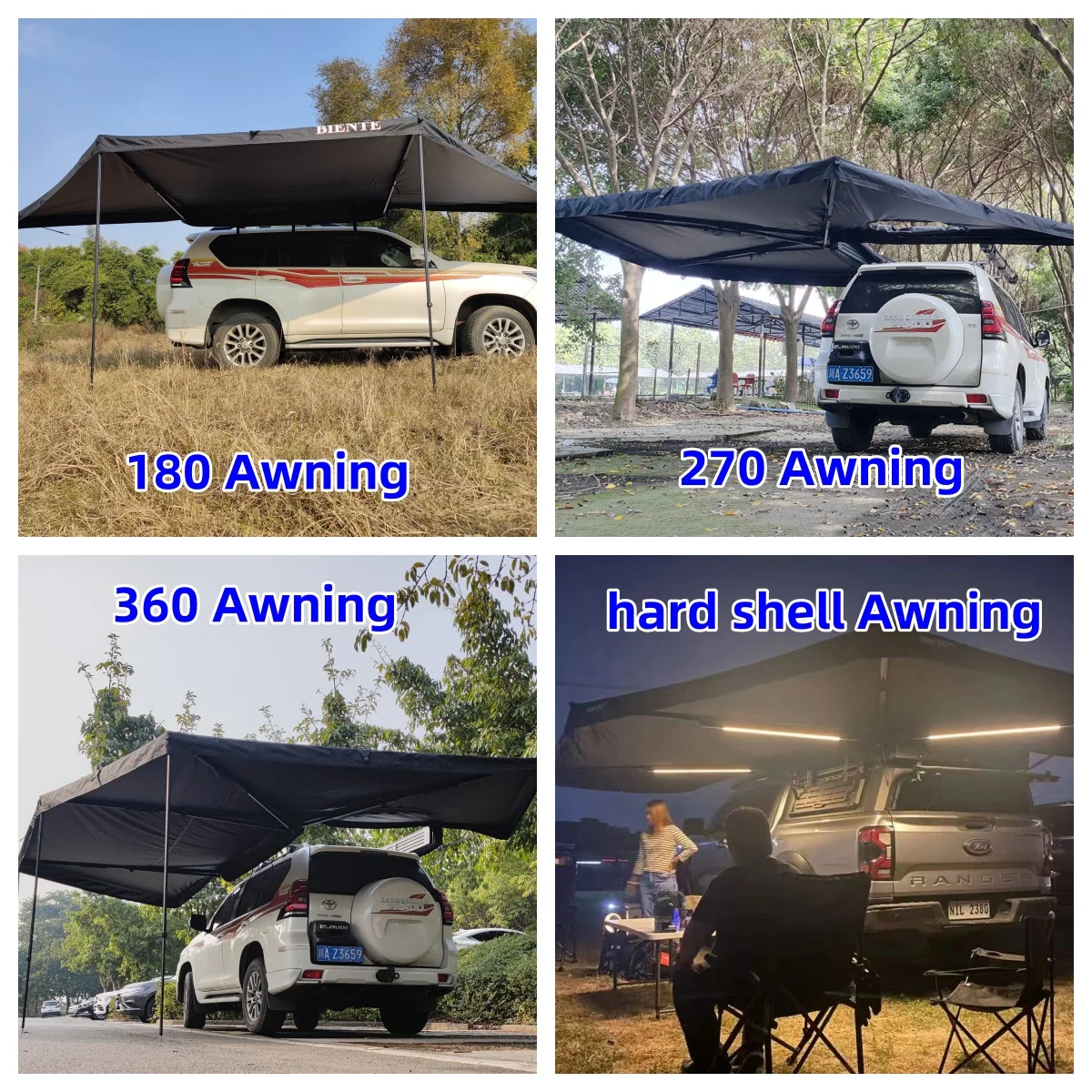 أضواء LED قائمة بذاتها سيارة الجانب Anex 270 المظلة للتخييم في الهواء الطلق للطرق الوعرة 4x4