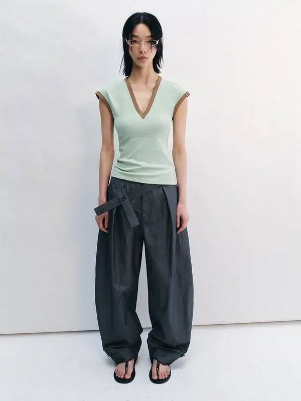 Original Hello September Cotton Blend Khaki Pants Summer New Arrival Versatile Wear Long Casual Trousers for Women