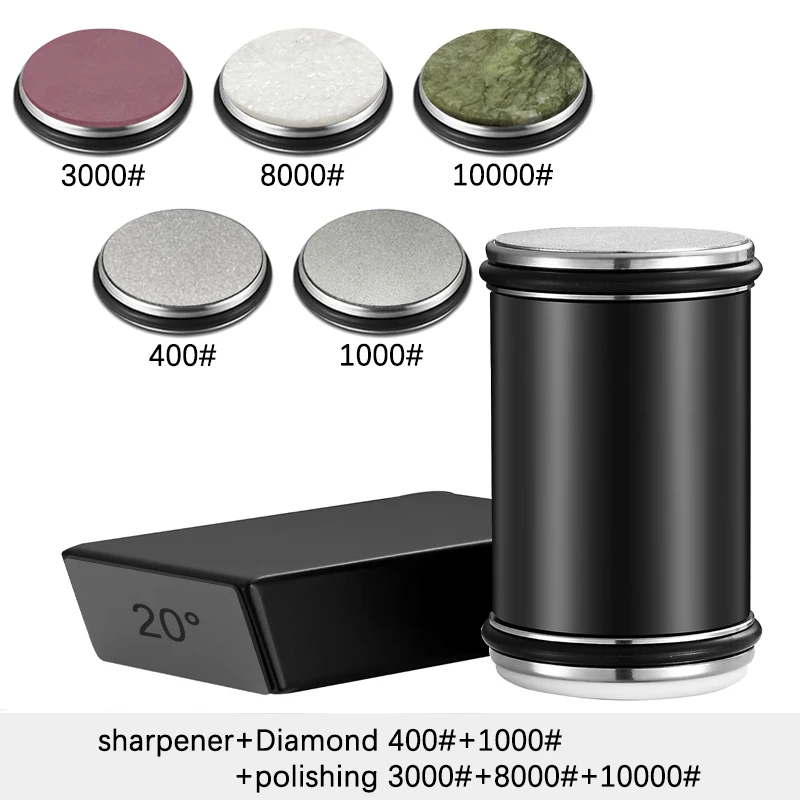 Rollender Messerschärfer, doppelseitiger Diamant-Schleifstein, 15/20 ° Grad magnetischer Winkelrollen zum Schärfen von Küchenmessern