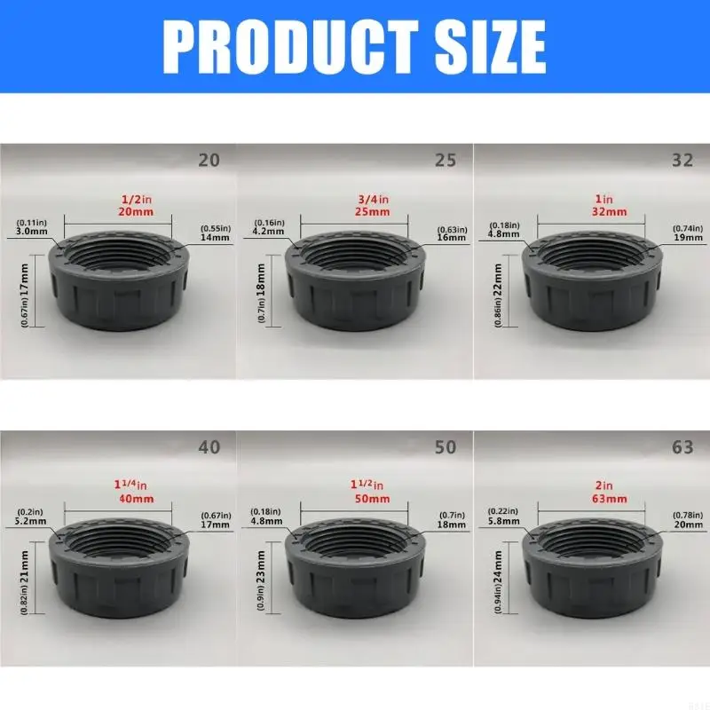 581E PVC Fine femminile Capite fine Giardino Capiterie per tubo irrigazione per tubo d'acqua Viatta Acqua Viatta Acquario