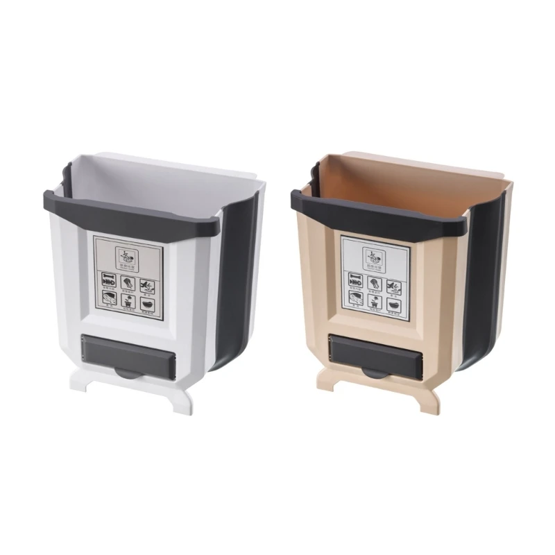 H55A Kitchen Hanging Trash Can Foldable Waste Bin Rubbish Bin for Home, Camping, Car