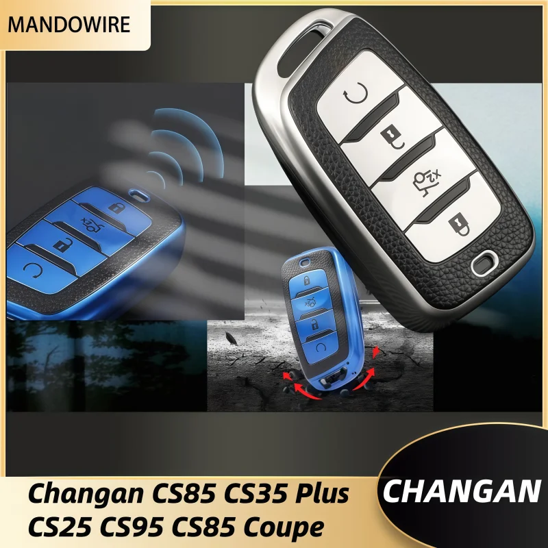 Leather TPU Car Key Case Cover for Changan CS85 CS35 Plus CS25 CS95 CS85 Coupe Key Cover Fob Protecor Holder Shell Protection
