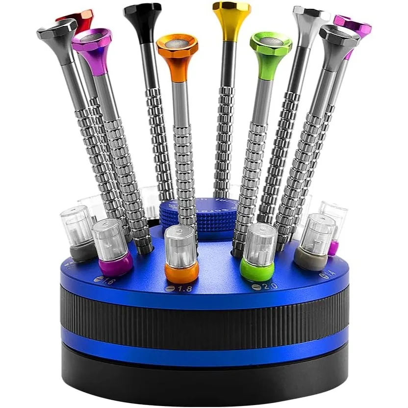 

Precision Slotted And Phillips Watch Screwdriver Set 10pcs with 20 Extra Blades for Watch, Jewelry, Eyeglass Repair