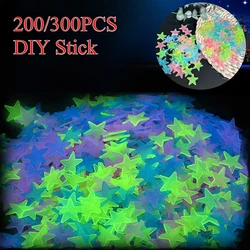 Fluorescent Shining Stars Stickers, Children's Room, Bedroom Ceiling, Home Decor, Sparkling, Shining, 200, 300P