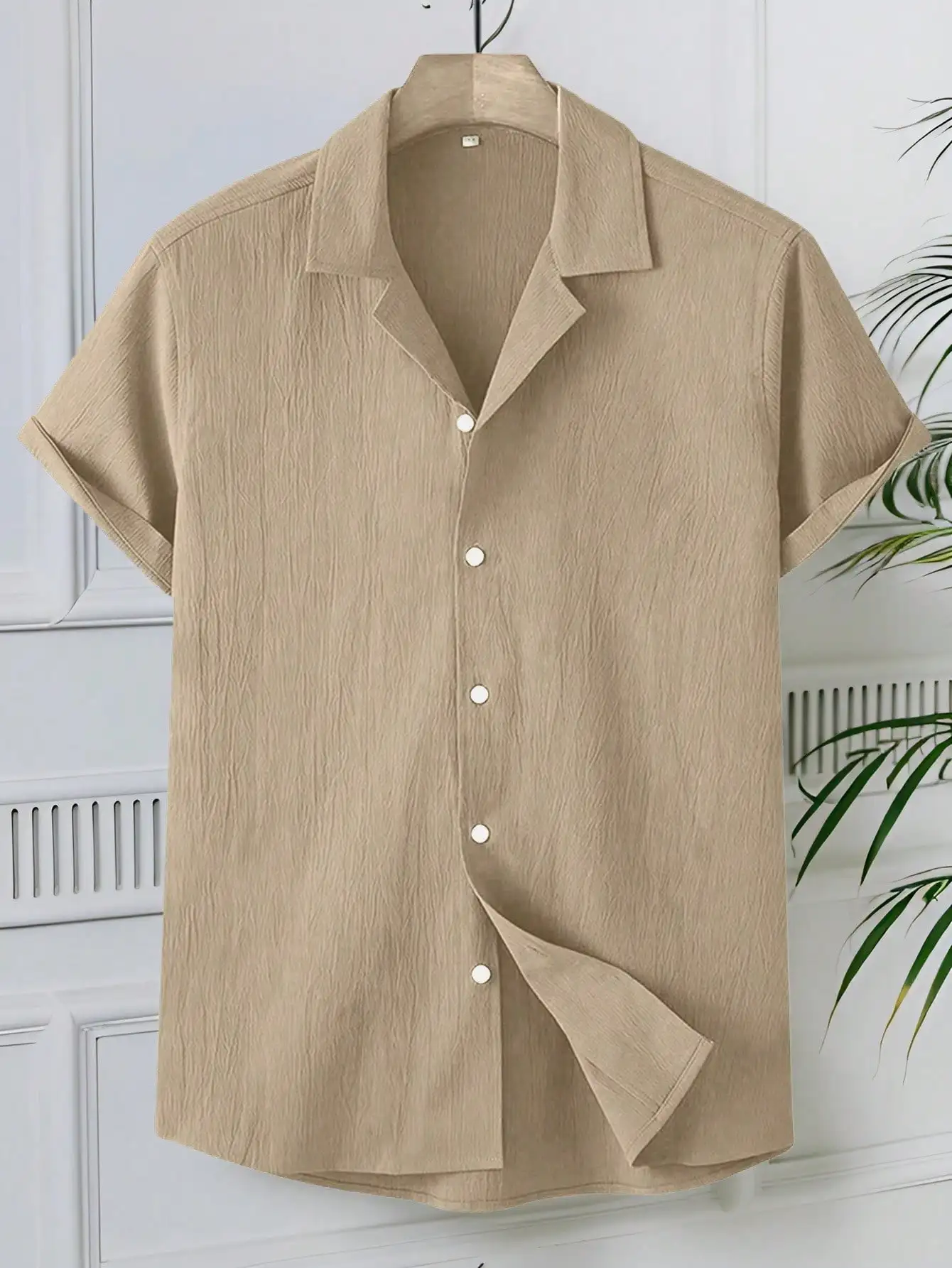 

Men Lapel Collar Button Front Casual Shirt Old Money Style