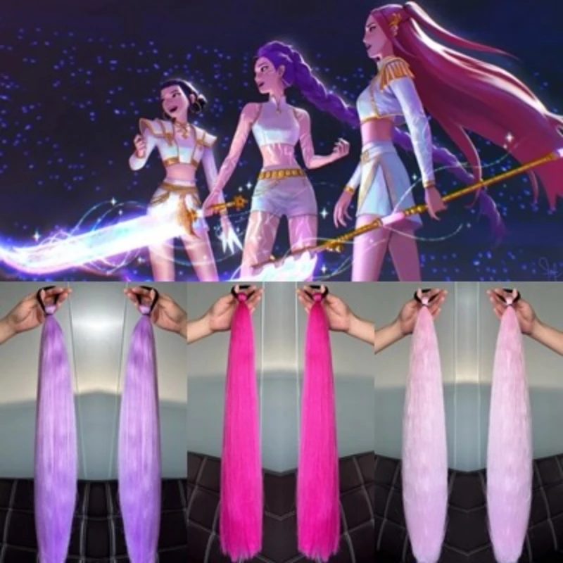 Para kpop demônio caçador cosplay traje rumi mira zoey headwear festa de halloween head-dress cabelo cosplay peruca de cabelo longo anime perucas