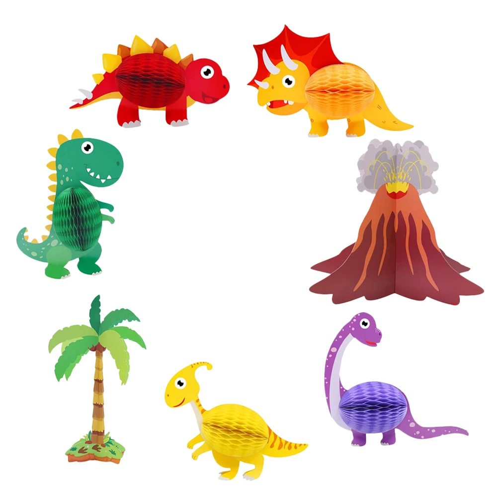 

7pcs Dinosaur Decorations Cartoon Animal Honeycomb Balls Party Table Centerpiece Birthday Ornament DIY Home Decor
