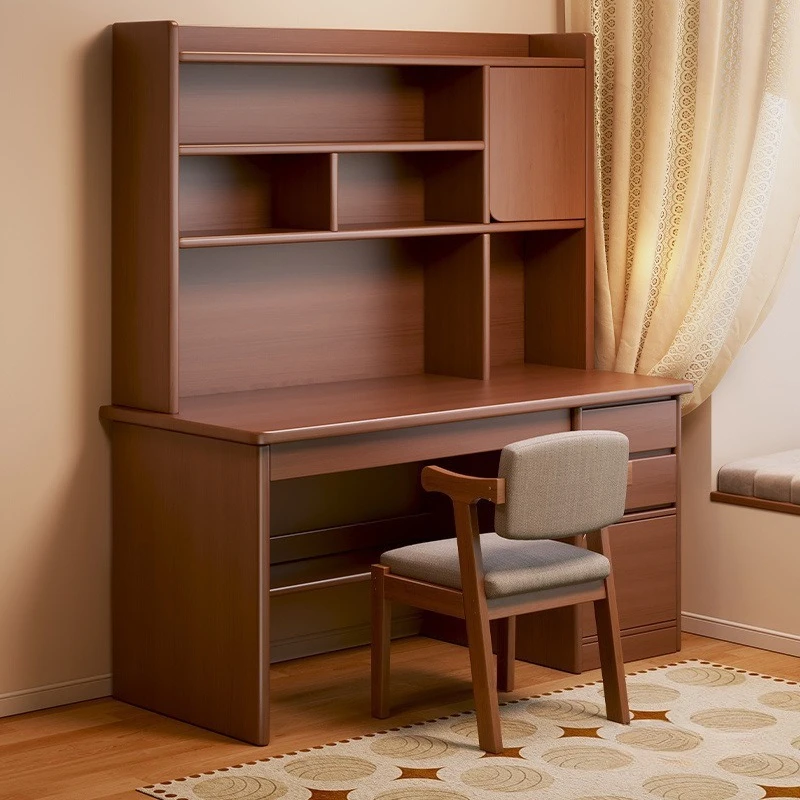 

Solid wood Student home study writing Bedroom bookshelf Integrated Bookcase drawer Adult computer