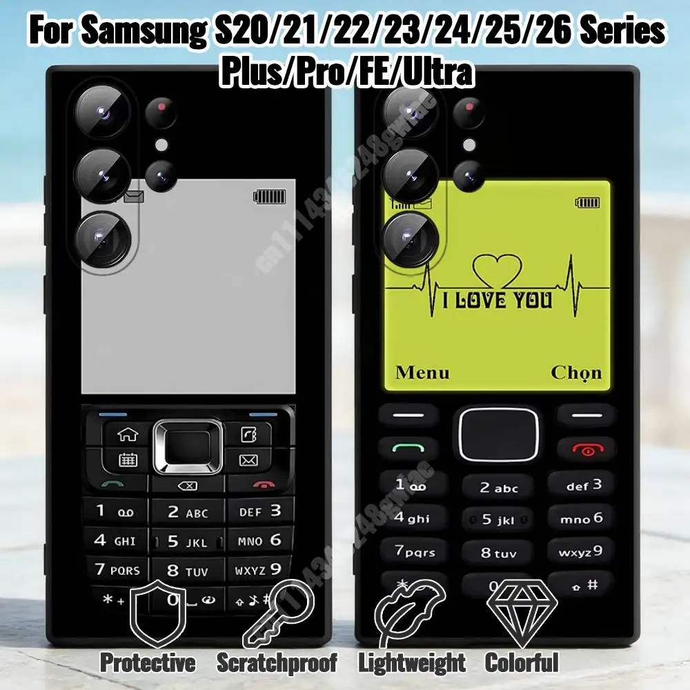 Retro Vintage Cellphone Device Phone Case for Samsung Galaxy S21 S22 S23 Ultra Plus S24 S25 S26 FE Lite TPU Protector