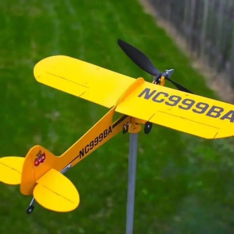3D Piper J3 Cub Wind Spinner Plane, металлический самолет, флюгер, уличная крыша, индикатор направления, флюгер, садовый декор
