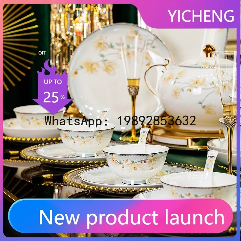 

Xl ceramic dinnerware set - complete gift set with bowls, plates, and saucers - bone china bowl and chopstick set