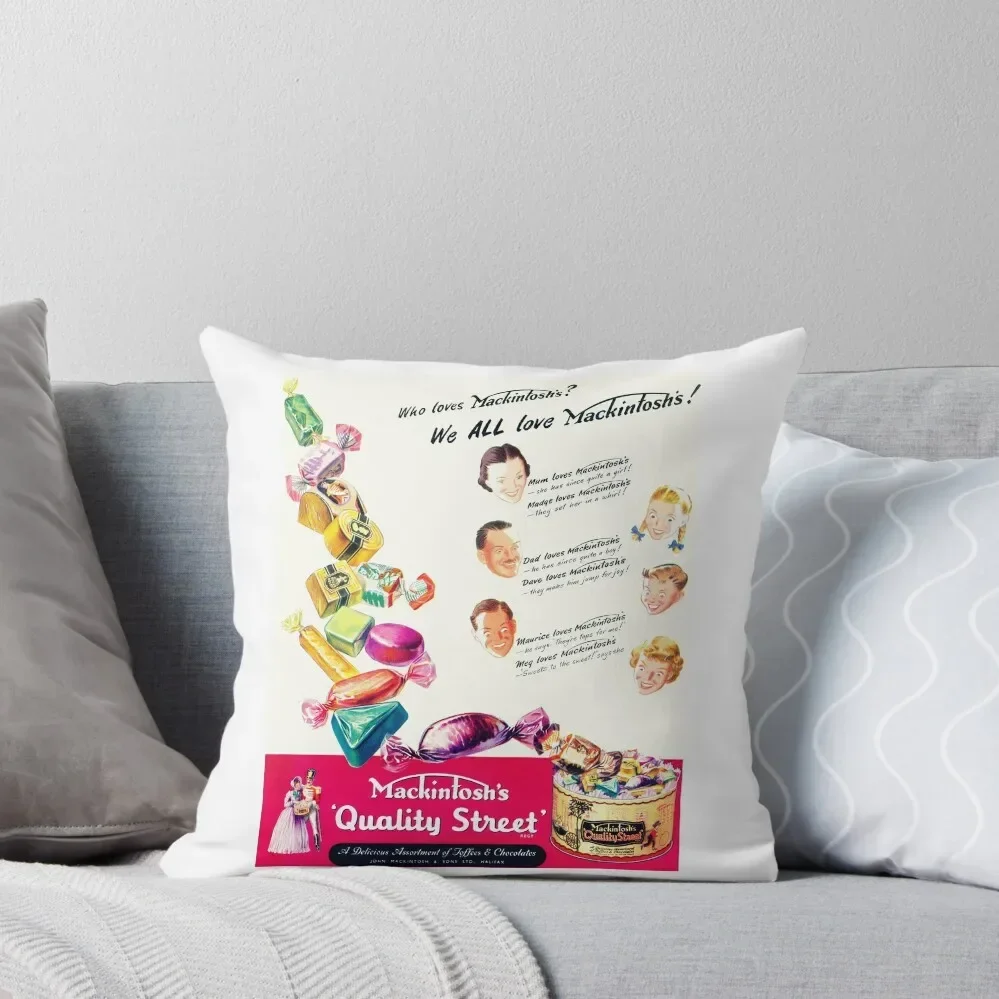 

Vintage Quality Street Chocolates advert, 1951 Throw Pillow Pillowcases Cushion Covers Sofa Decorative Sofa Cushion pillow