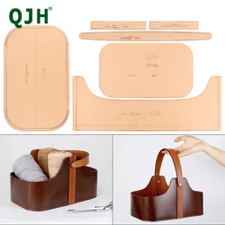 Leather Handmade Craft Portable Storage Basket Material Storage Basket Kraft Paper Pattern Template Sewing Accessories With Hole