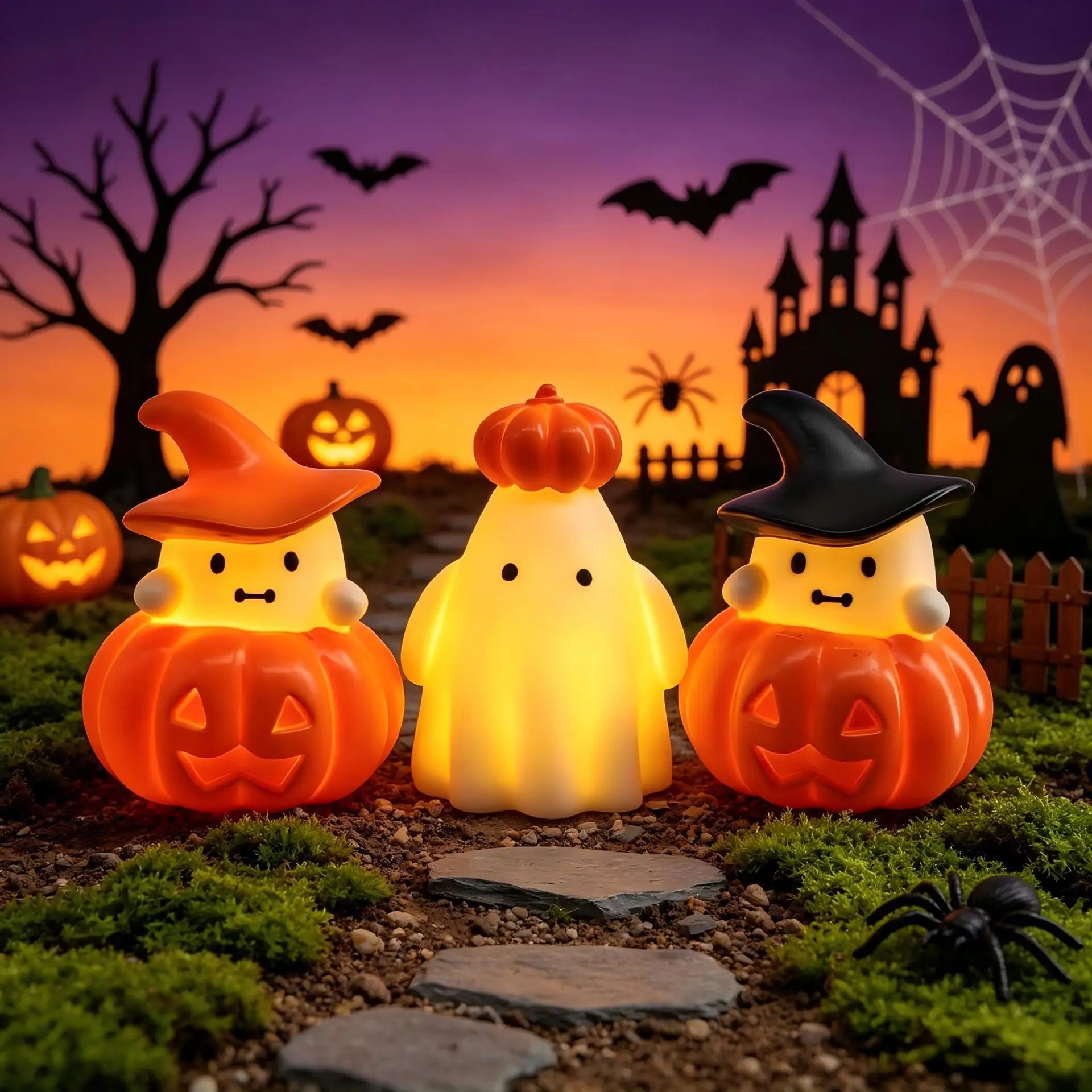Halloween Light Up Pumpkin LED Night Light Jack O Lantern Tabletop Decor Spooky Party Home Holiday Decoration