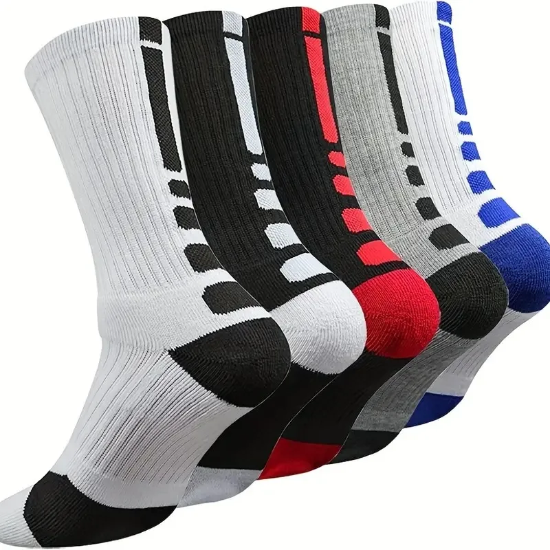 5 Pairs/Lot Professional Basketball Socks Actual Combat Training Sport Socks Men Thick Towel Bottom Mid Tube Socks For Men