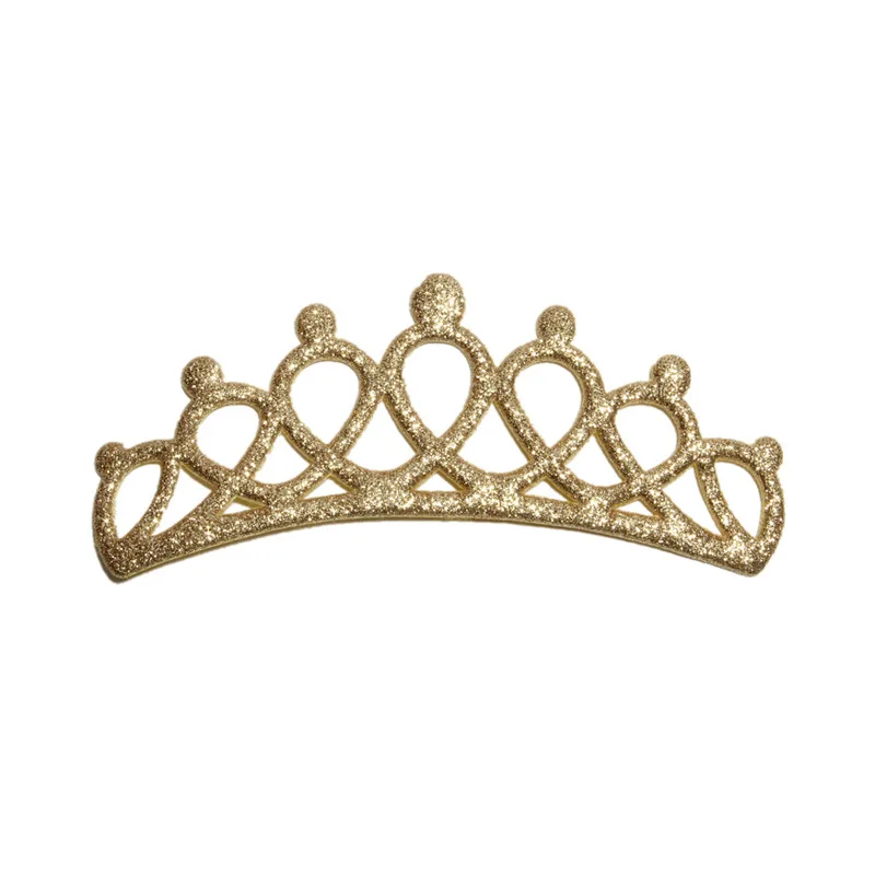 10PCS 13cm Newborn Vintage Shiny Crown Appliques Fashion Glitter Nonwovens Felt Crown Patches for Garments Decoration