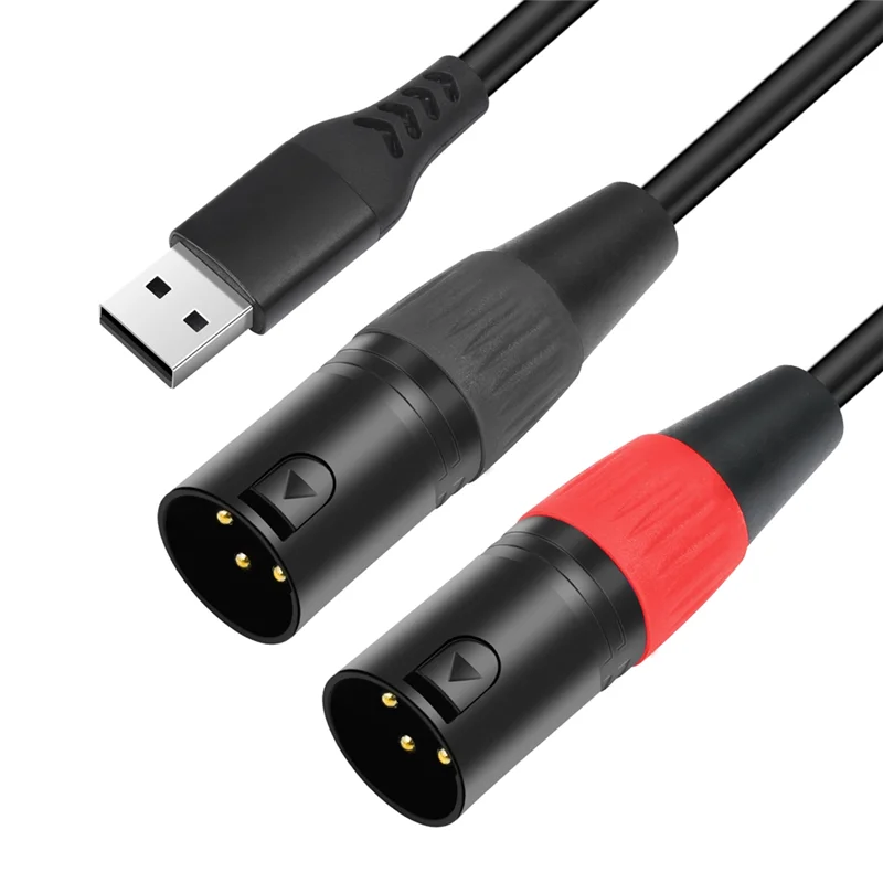 WORTHOWN-USB To XLR Audio Cable,USB To Dual XLR Male Output Cord,PC USB-Stereo Audio Cable Converter For Amplifier,Speaker
