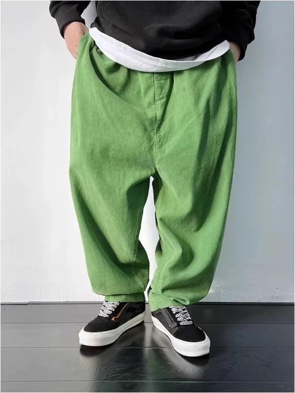 

Свободные прямые брюки-харланы в американском ретро-стиле, повседневные брюки-фонарики с высокой талией и эластичным поясом