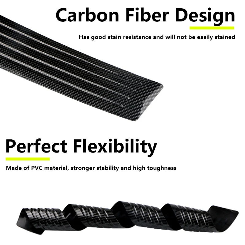 SEAMETAL Protector de alféizar de maletero de coche, PVC, antiarañazos, Protector de parachoques trasero, antipatadas, fibra de carbono, tira de moldura de estilo de coche