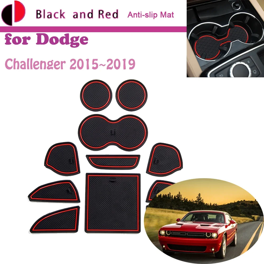 

Rubber Door Groove Mat for Dodge Challenger 2015~2019 2016 2017 2018 Cup Cushion Gate Storage Slot Coaster Dust-proof Car Sticke