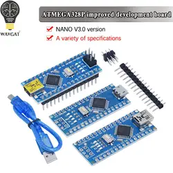 Promoción de 1 piezas para arduino Nano 3,0, controlador Atmega328, placa Compatible con módulo WAVGAT, placa de desarrollo PCB sin USB V3.0