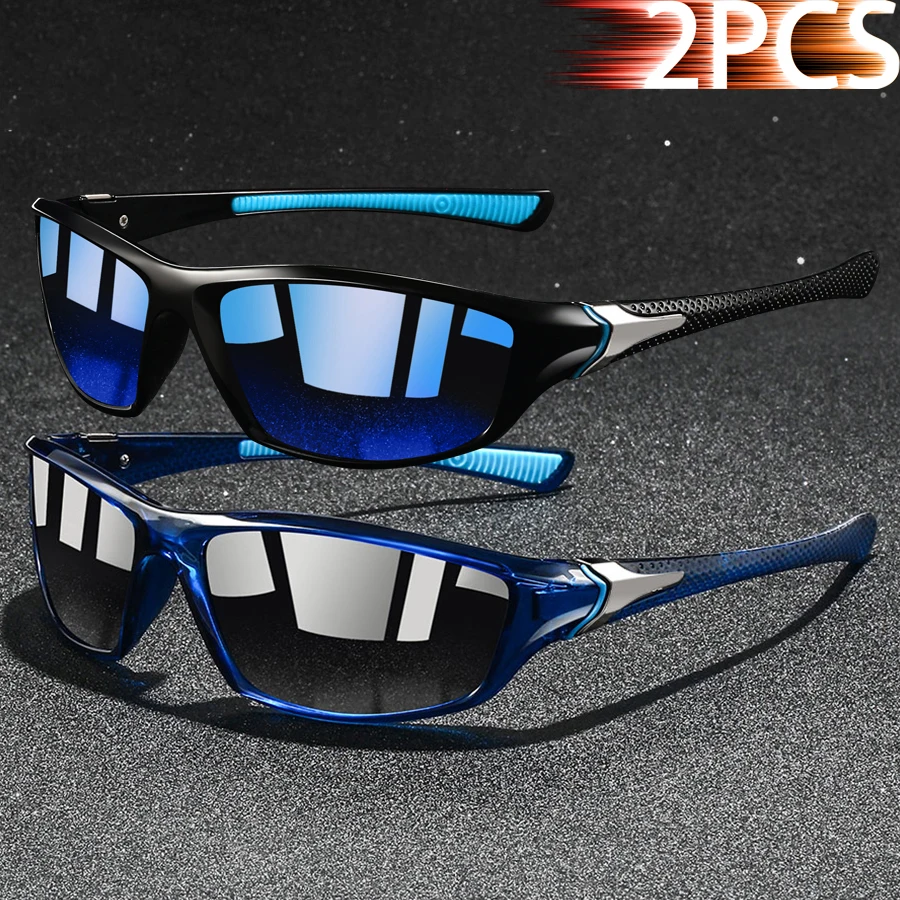 2 paires de lunettes de sport tendance en métal vintage ﻿   Lunettes de soleil de sport unisexes pour la conduite, la pêche, la course à pied, le cyclisme, l'alpinisme