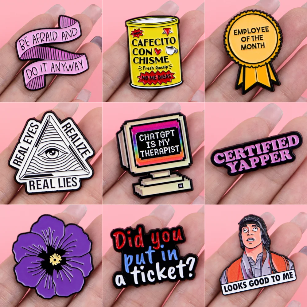 Flower Enamel Pins Funny Sayings Brooches Badge Lapel Pin For Backpack Clothes Accessories Fashion Jewelry Birthday Gifts