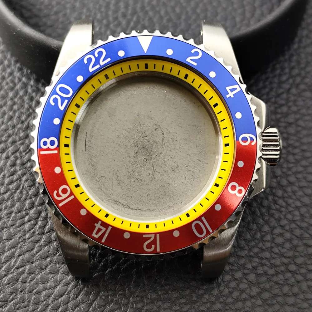 NH35 High-quality 40.5mm Silvery GMT Have Chapter Ring Steel Case Fit NH34 NH35 NH36 Movement Sapphire Glass Watch Box image 3