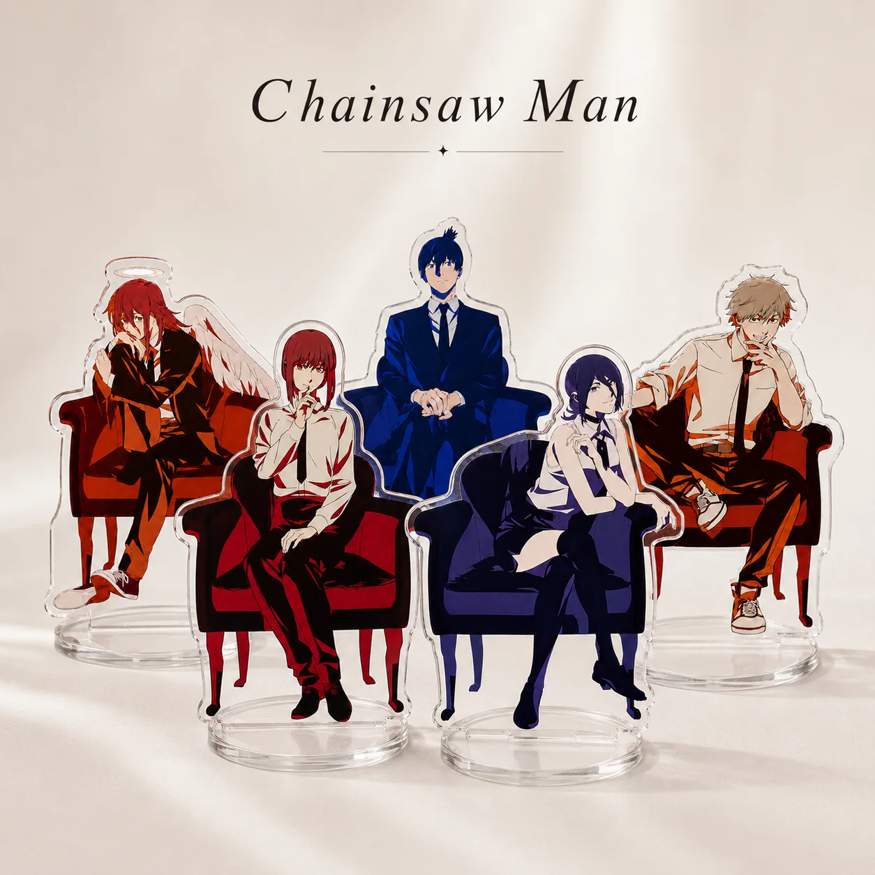 Chainsaw Man Acrylic Stand Figure Denji Makima Reze Aki Hayakawa Angel Devil Sofa Sitting Anime Collection Decor Gift Keychain