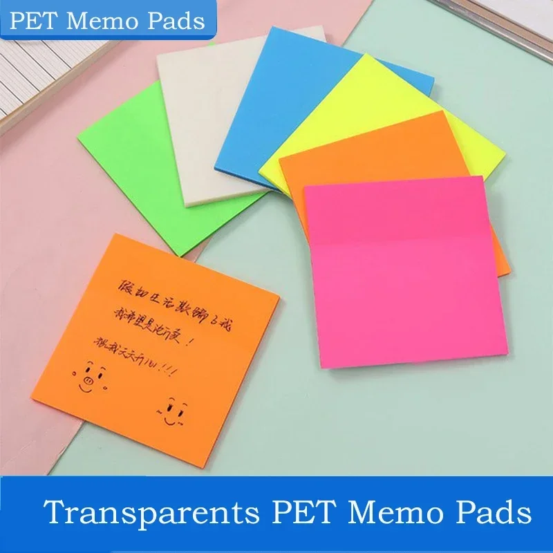 50pcs/pack Colors Transparent Sticky Notes Scrapes Stickers Note Pads Paper Clear Notepad School Stationery Office Supplies