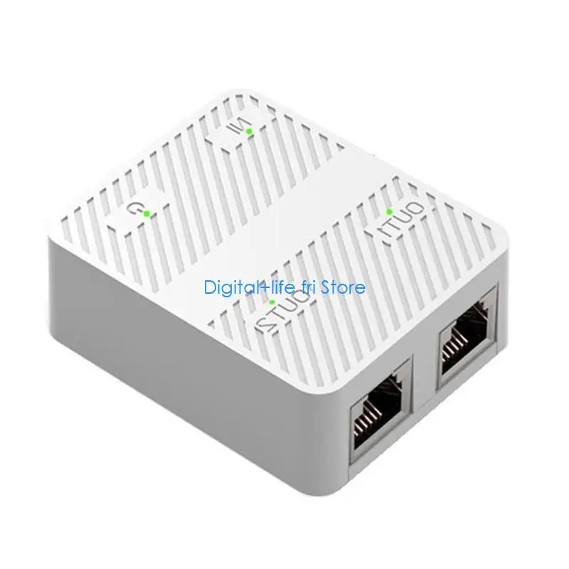 E06D Gigabit Ethernet Splitter 1 to 2 High Speeds 100/1000Mbps Internet Splitter 1 in 2 out LAN Splitter with Power Cable