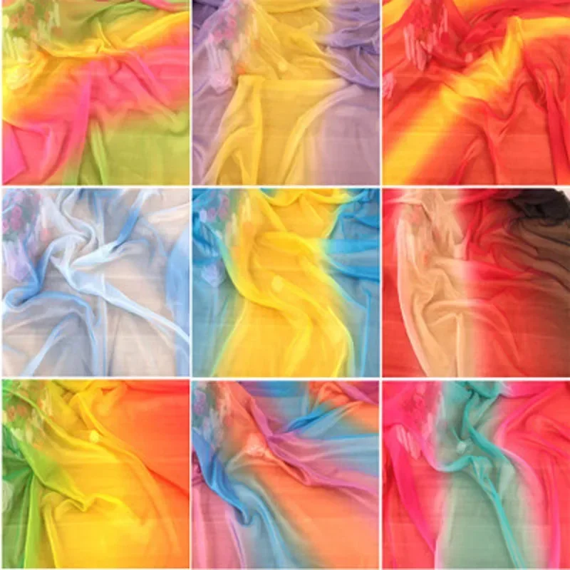 30D Chiffon Fabric Thin Summer Weave Flowing Ombre Soft Silky Light Breathable DIY Dress Cosplay