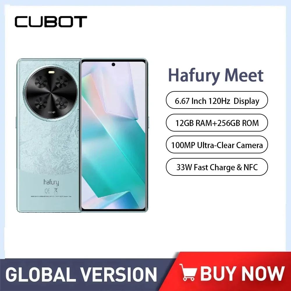 

Cubot Hafury Meet Smartphones 6.67Inch Helio G99 Octa Core 12GB+256GB Android 13 Mobile Phone 100MP 5100mAh 33W Fast Charge NFC