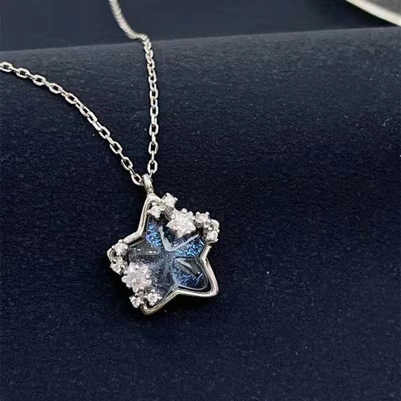 Cute Trendy Star Moon Sugar Necklace New Moon Cloud Collarbone Chain Will Change Color Sugar Birthday Women's Gifts Jewelry