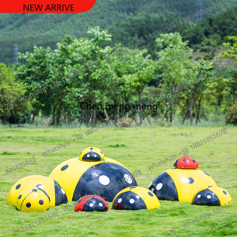 

z183 Outdoor simulation seven-star ladybug fiberglass beetle sculpture garden landscape