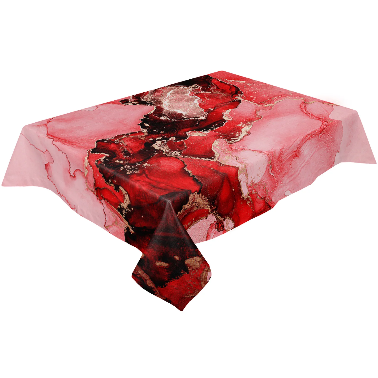 Marble Texture Red Wedding Party Table Cloth Waterproof Oilproof Dining Table Cover Kitchen Home Decor Tablecloth