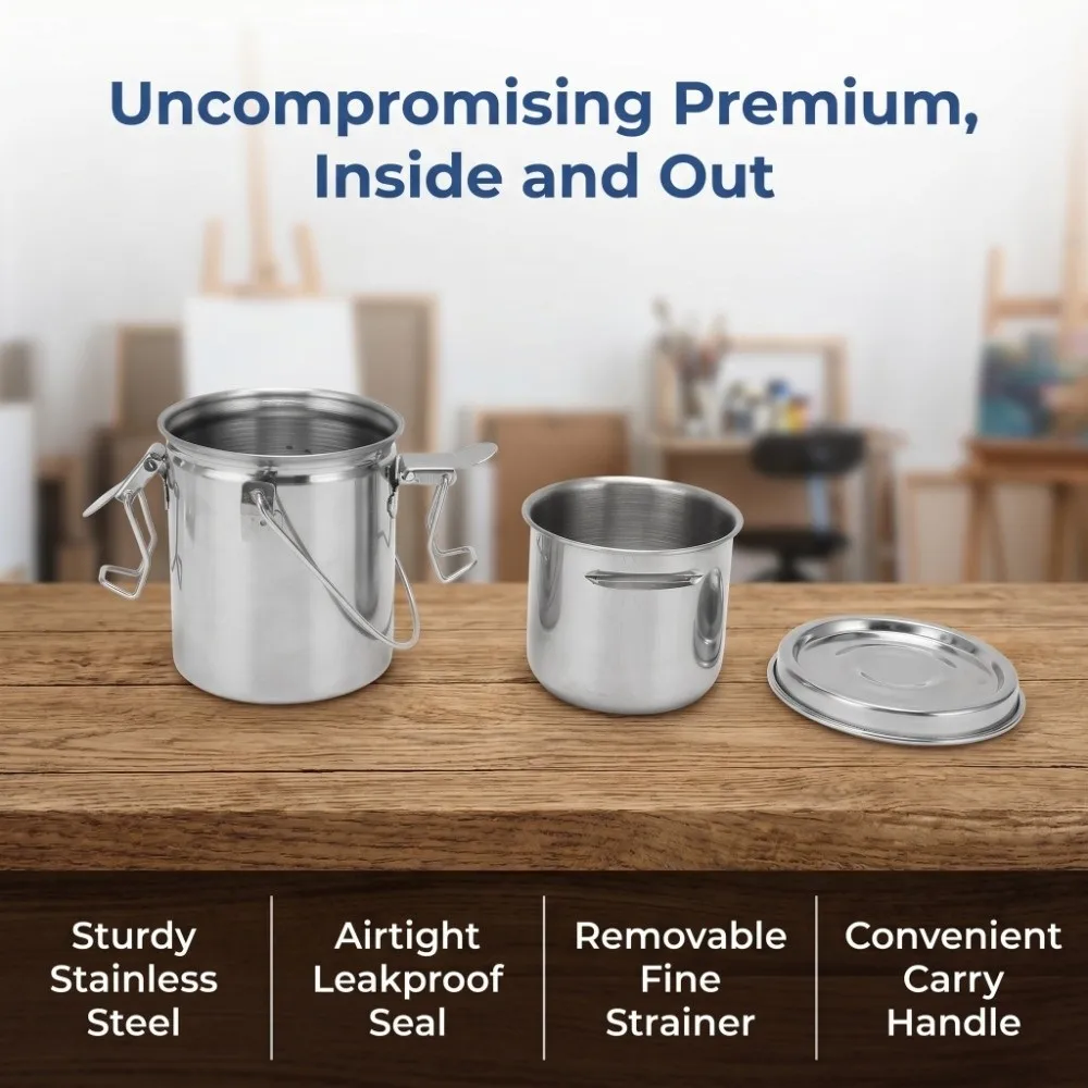 

rust-proof surface small stainless steel washing cup tight sealed matching parts smooth inner cavity oil painting cleaning pot
