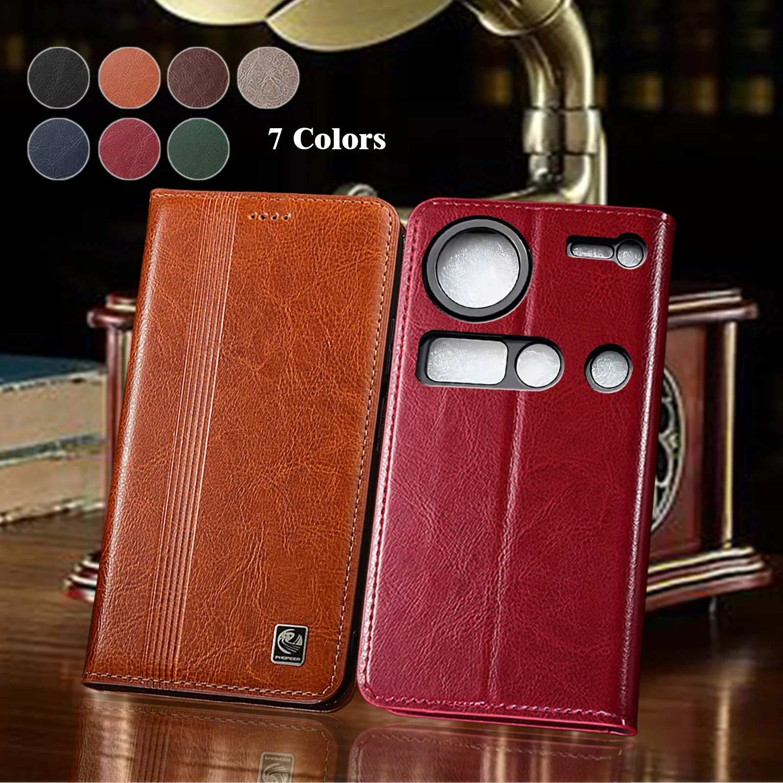 

Genuine Leather Phone Case For ZTE Nubia Z60 Z60S Z70 Z70S Z80 Pro Ultra Vertical Line Pattern Of Flip Wallet Cover Case Cowhide