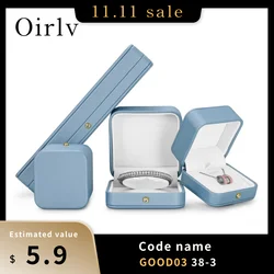 Oirlv Blue Jewelry Box Gift Boxes PU Leather Wedding Ring Box Earring Bracelet Necklace Jewelry Gift Box Blue Jewellery Boxes