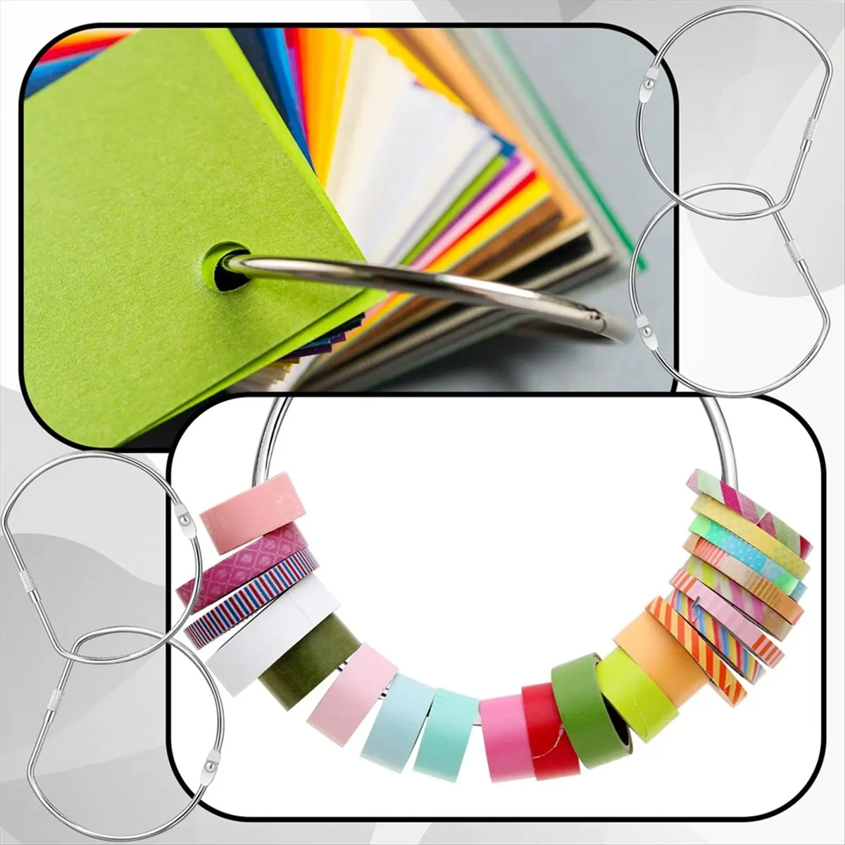 REST 8 Pcs 4 Inch Loose Leaf Binder Book Rings D-Shaped Binder Rings Large Plated Steel Book Keychain for Home