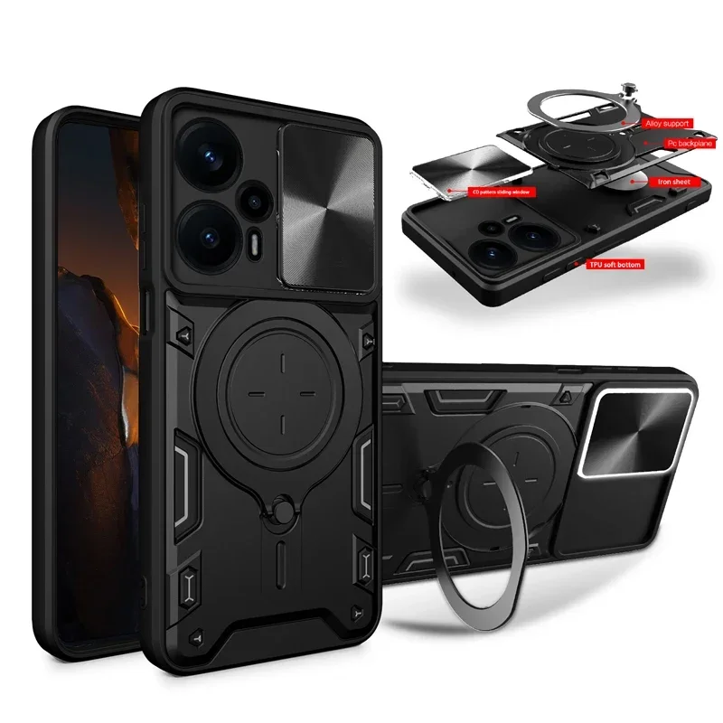 

Чехол для телефона с защитой объектива камеры для OPPO Reno 14 12 FS 11A 13F 10 Pro Plus, держатель, кольцо-подставка, задняя крышка, чехлы