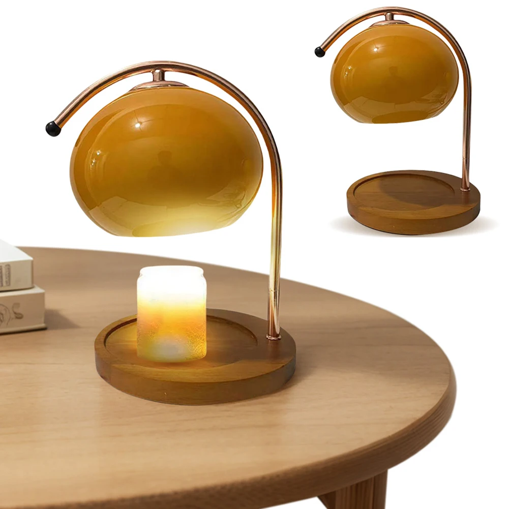 Lámpara calentadora de velas con Base de madera con temporizador, lámpara de cera de vela nórdica, vela de aromaterapia regulable para decoración de casa y oficina